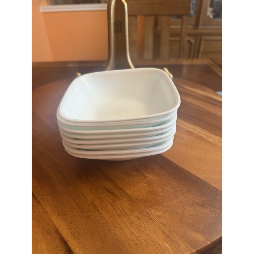 Set of 8 Corelle Winter Frost Square Fruit/Dessert (Sauce)